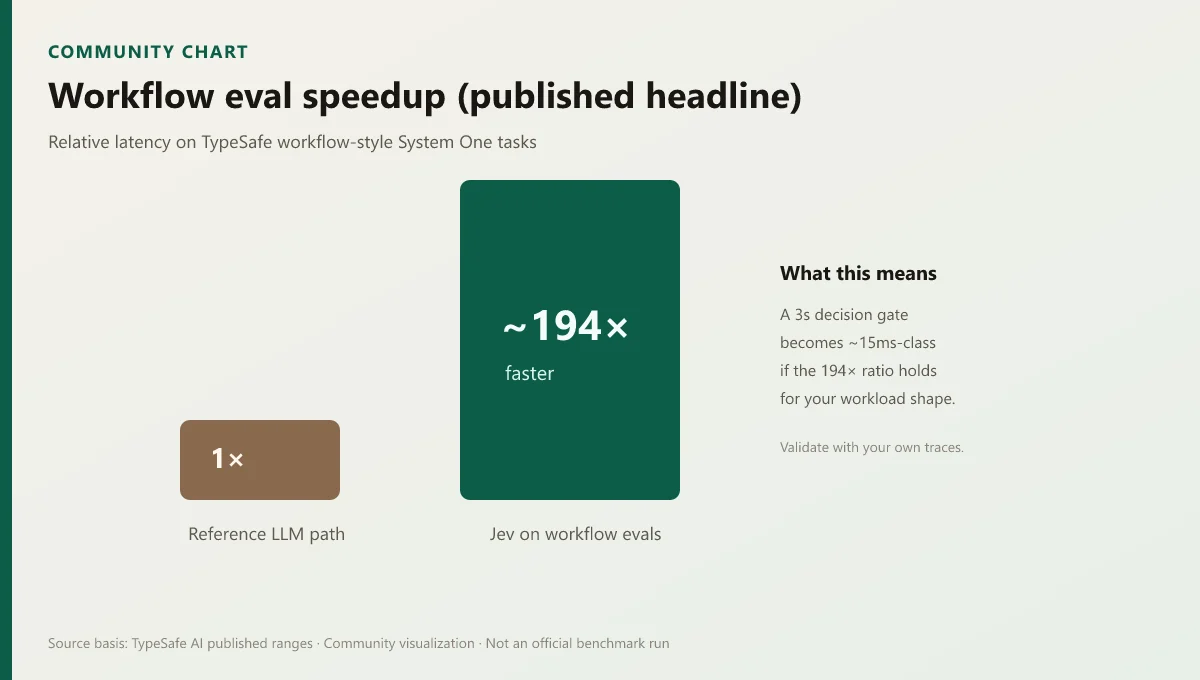 Chart showing about 194 times faster for Jev on workflow evaluations